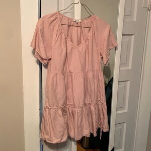 Madewell Women’s Linen-Blend Lorelei Mini Dress Dusty/muted pink